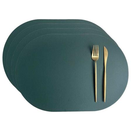 4-Pack dekkematte i syntetisk skinn Oval Grønn 43x30cm grønn
