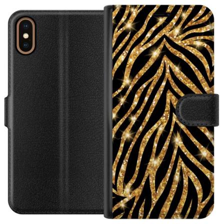 Apple iPhone X Tegnebogsetui Guld & Glitter