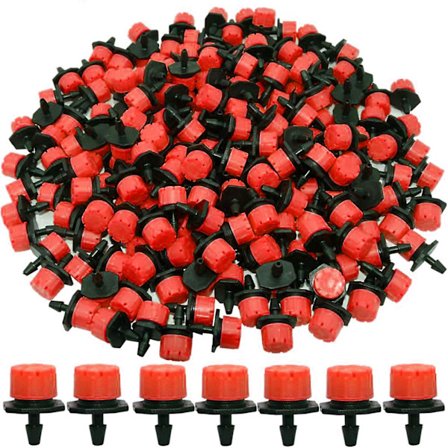 200 stk. 1/4 tommer justerbart mikro drypvandingssystem vandingssprinklere anti-tilstopningsemitter drypper lilla haveartikler