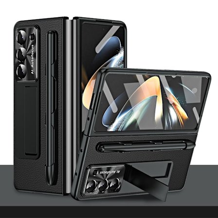 Galaxy Z Fold 5 Skal med S Pen och S Pen-fack, Inbyggt Skärmskydd och Ställ för Samsung Galaxy Z Fold 5 Skal