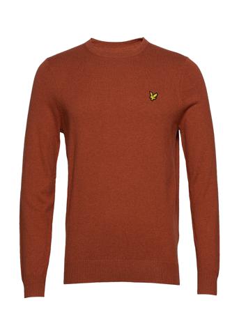 Cotton Merino Crew Jumper Stickad Tröja M. Rund Krage Orange Lyle & Scott