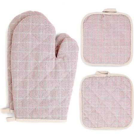 Grydelapper og grydeunderlag sæt 4 stk, rosa grydelapper sæt med grydelapper til ovn Hy