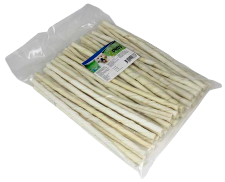 2 pets - Tyggepinne vridd hvit 24 cm/ 7-8 mm 50-pk. - Hund - Hundegodbiter & tyggebein - Dental tyggebein & tanntyggebein - ZOO.no