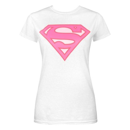 Superman Dam/Dam T-shirt med logotyp XXL Vit/Rosa