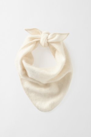 Soft Goat - Brushed Triangle scarf - Cashmere scarf - One Size - Feather White