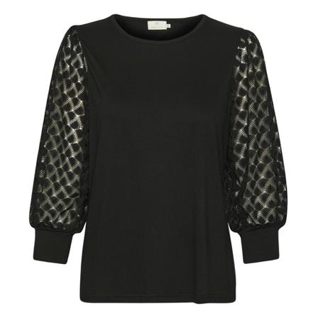Kaffe KAbecca Lace T-Shirt Sort, Dame Bluser