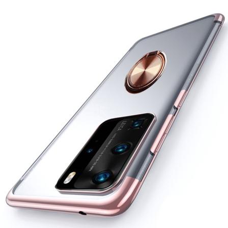 Glatt deksel med ringholder - Huawei P40 Pro Roséguld