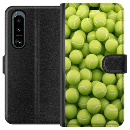Kompatibel Tegnebogsetui til Sony Sony Xperia 5 III Mønster af grønne tennisbolde i høj detalje, sporty motiv med gentagende tekstur og stærke far