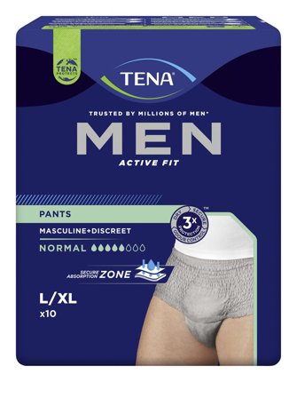 Tena Men Active Fit Pants Normal buksebleie L/XL 10 stk