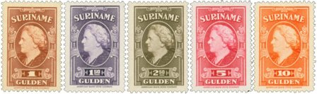 Suriname 1945 - NVPH 239-243 - Ubrugt