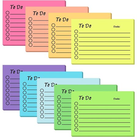 Skoleartikler, To-Do Liste Sticky Notes, Farvede Linjer, Skole/Kontor, Møde/Familieplanlægning, Påmindelser/Papirvarer, 10 * 7 cm, 9 bøger)
