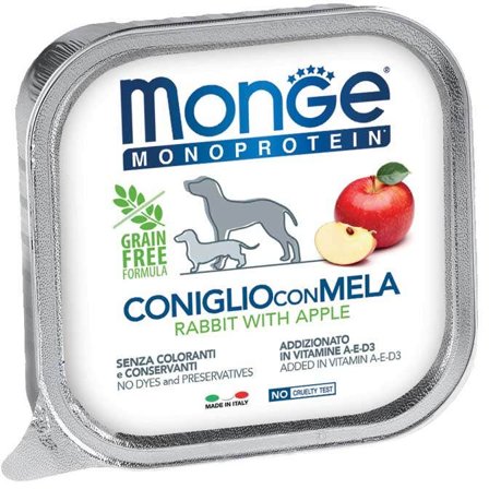 Monge Monoprotein Coniglio Con Mela Cibo Umido Per Cani Adulti