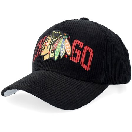 Mitchell & Ness - Chicago Blackhawks Arch Stamp Pro Black A-Frame Adjustable Adjustable Black Cap - NHL @ Hatstore