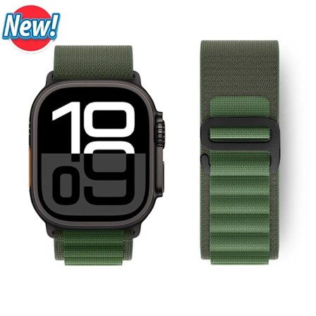Alpine Loop-rem for Apple Watch Ultra 2 og Series 10/9/8/SE i militærgrønn [JUN]