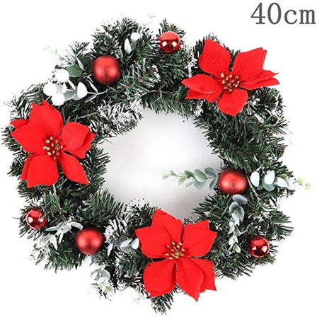 40 cm:n joulukranssi etuovelle, valoilla, esivaloitettu joulukranssi