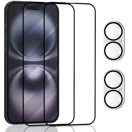 2-Pack Iphone 16 Skärmskydd & 2-Pack linsskydd - Härdat Glas 9H - Super kvalitet 3D