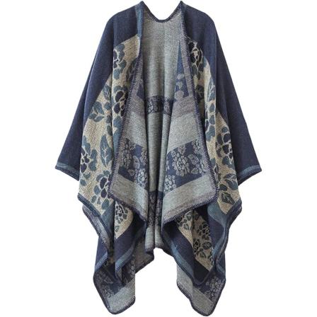 Överdimensionerad vinterfiltsjal för kvinnor, mysig poncho med öppen front