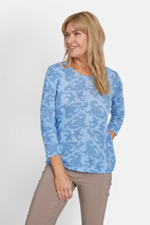 SIGNATURE - 3/4 Ærmet T-shirt - Blå Mix - Paisley Print