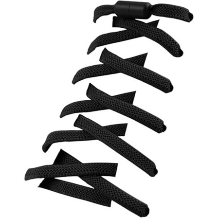 2 par - Sorte elastiske snørebånd uden knuder til voksne eller børn, velegnet til alle typer sko - Metalfarvede fastgørelser -