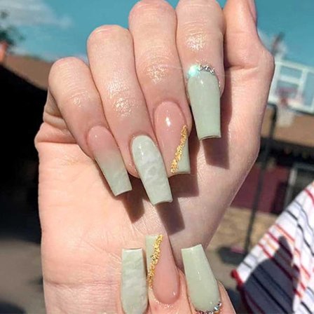 Långa falska naglar akryl kista tryck på naglar full täckning ballerina falska naglar för kvinnor och flickor 24st