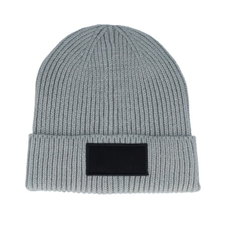 Beechfield - Light Grey/Black Fashion Patch Cuff Cuff Grey Beanie - @ Hatstore