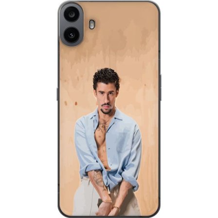 Yhteensopiva Puhelinkuori Nothing CMF Phone 1 Bad Bunny Super Bowl-inspiroima grafiikka, jossa NFL-trofe ja San Franciscon silta urheilusuunnittelussa