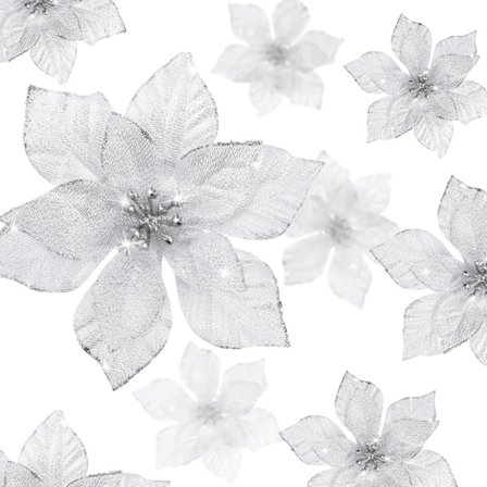 24 kpl Joulukiilto Poinsettiakukat Hää Faux Kukat Joulukoristeet Koristeet Joulukuuseen Uusivuosi (10cm)