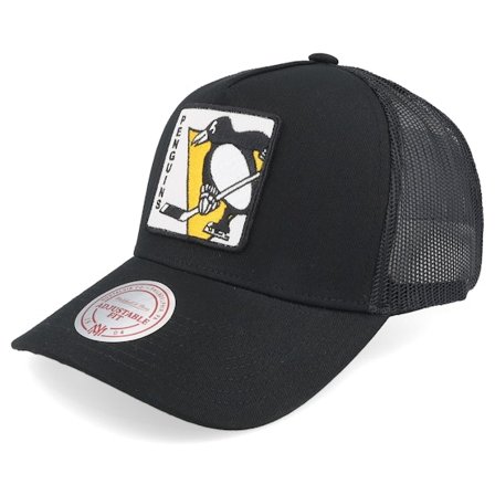 Mitchell & Ness - NHL Černá trucker Kšiltovka - Hatstore Exclusive x Pittsburgh Penguins In Your Face Black A-frame Trucker @ Hatstore