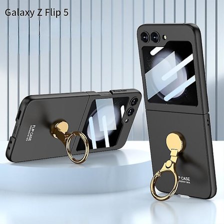 Z Flip 5 Fodral Ultra-tunt, Fodral Kompatibel Samsung Galaxy Z Flip 5 Med Kameraskydd & Ringhållare Stativ