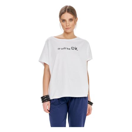 by Insomnia, Nanette T-Shirt "Ok" Biały, Kobieta, Rozmiar: XS