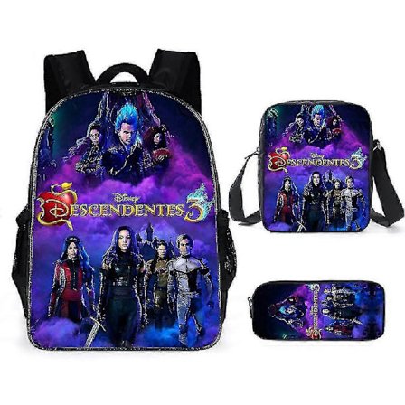 3-delt sett Descendants Skolesekk Ryggsekk Anime med Messenger Bag og Blyantveske