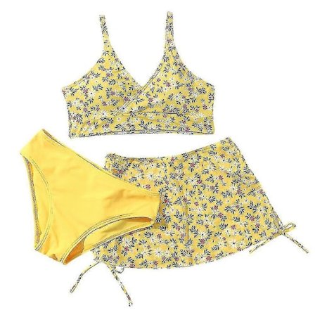 Sommer Tankini-sett for små jenter, 3 stk/sett, strand- og badeklær, 8-12 år, jenter, polstret bikini-badedraktsett