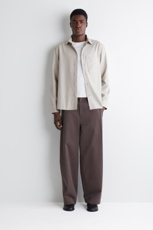 COS Homme Chemise Décontractée En Sergé in Beige