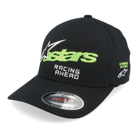 Alpinestars - Svart flexfit Keps - Entitled Hat Black/Green Flexfit @ Hatstore