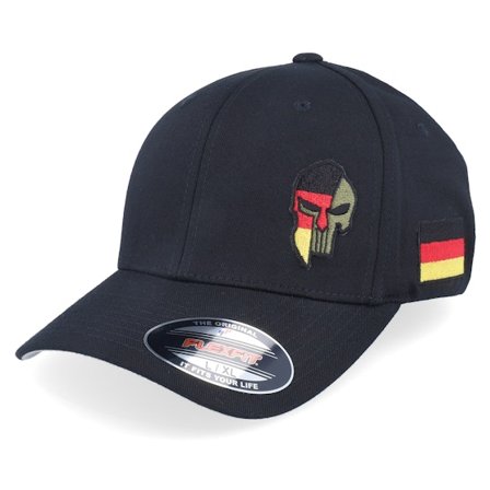 Army Head - Black flexfit Czapka Z Daszkiem - Germany Army Skull Black Wooly Combed Flexfit @ Hatstore