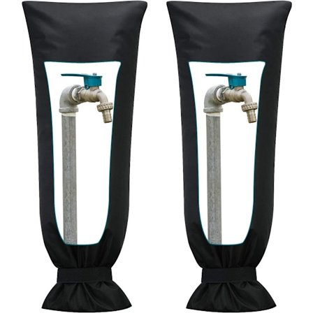 Utendørs kran frostbeskyttelse svart 20x51cm 2-pakning vanntett isolert vinterbeskyttelse kompatibel med de fleste kraner