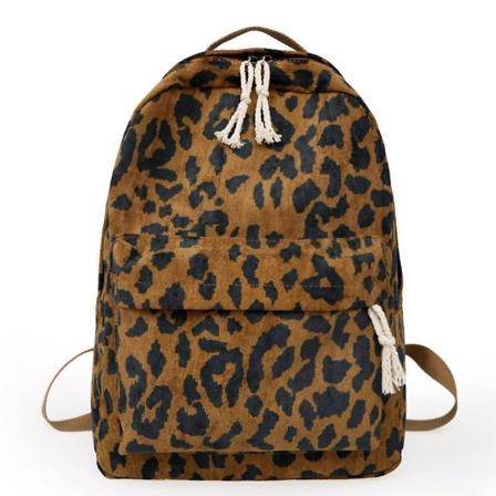 Kvinnor Flickor Ryggsäck Leopard Print Stor Kapacitet Dragkedja Mode