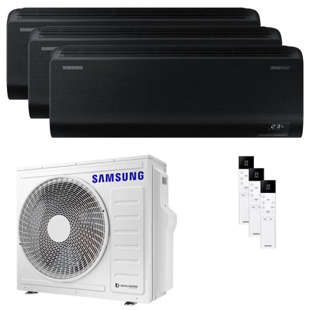 Condizionatore Samsung Windfree Black trial split 9000+12000+12000 BTU inverter A++ wifi unità esterna 6.8 kW