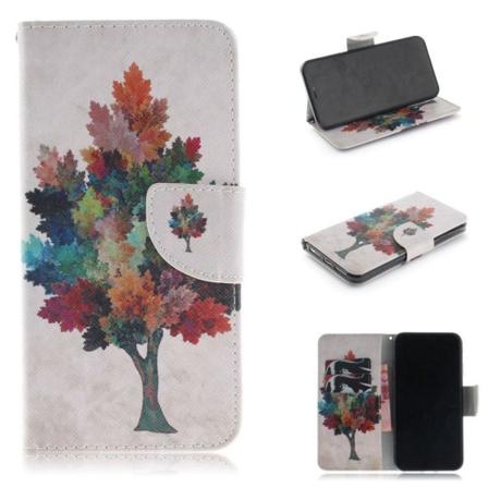 iPhone 9 Plus Synteetti Nahkainen Kuviollinen Lompakko Suojakotelo - Värikäs Puu Multicolor
