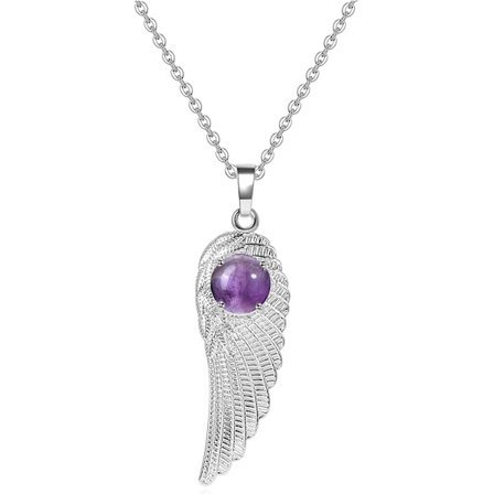 Vingstöd Silver Angel Med Gem Ball Halsband Elegant Lady Halsband Energi