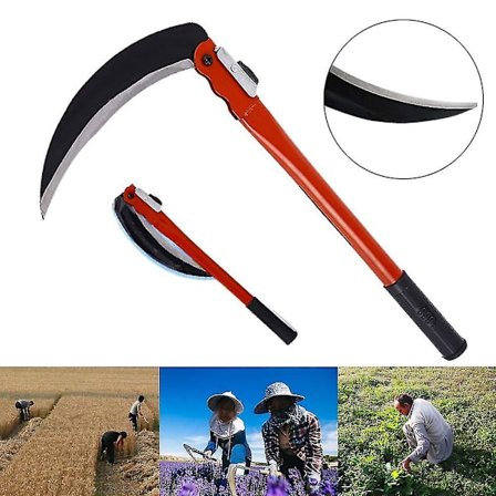 Steel Grass Sickle Small Scythe Folding Handle Gardening Agricult