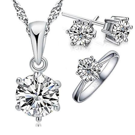 Klassinen naisten set, 925 Sterling hopea, 6 kynsiä, kuutiosirkki 9