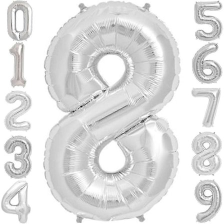 Silver Nummer 8 Ballong, 8-årsdag Folie Mylar Helium Ballonger, 102 cm