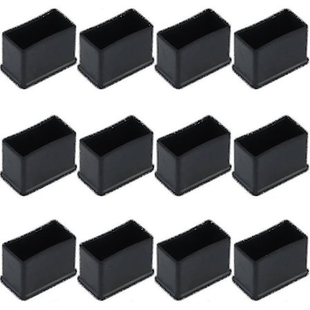 12 kpl 15 x 30 mm mustat suorakaiteen muotoiset huopatassut pöydän tai tuolin jalkoihin YVE