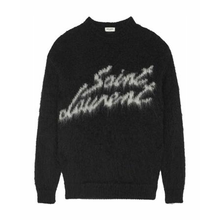 Saint Laurent, Round-neck Knitwear Czarny, Mężczyzna, Rozmiar: M