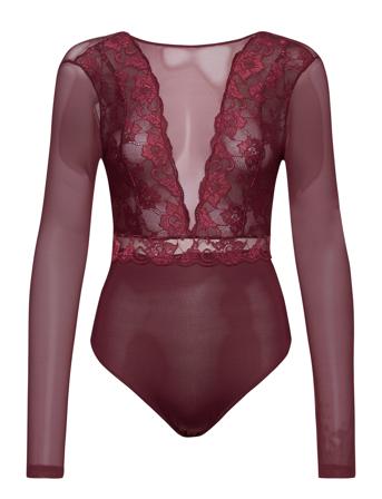 Pcsicca Ls Bodystocking Noos Pieces Burgundy