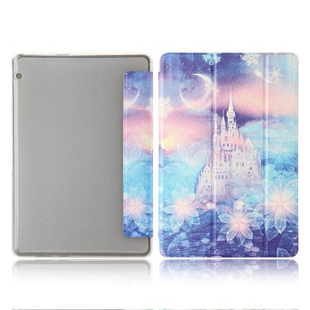 Huawei MediaPad T5 tri-fold mönster läder flip fodral - Castle