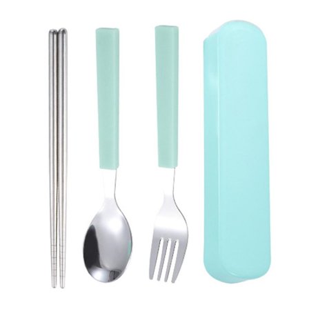 Reiseservisesett, Servise i rustfritt stål, Gjenbrukbart servise, Med boks, For camping og kontor