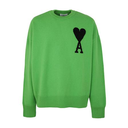 Ami Paris, Round-neck Knitwear Groen, Heren, Maat:L
