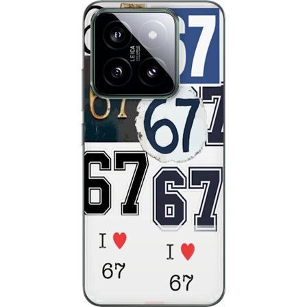 Kompatibelt Mobilskal till Xiaomi Xiaomi 14 67 meme vintage nummer kollage retro 6-7 nummer klassisk typografi vintage design
